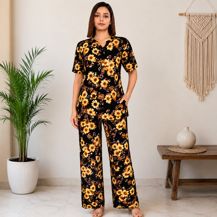 COMFORT LADY CO ORD SET WOMEN | PRINTED LOUNGE WEAR TWO PIECE OUTFIT | AIRPORT LOOK & TRAVEL WEAR