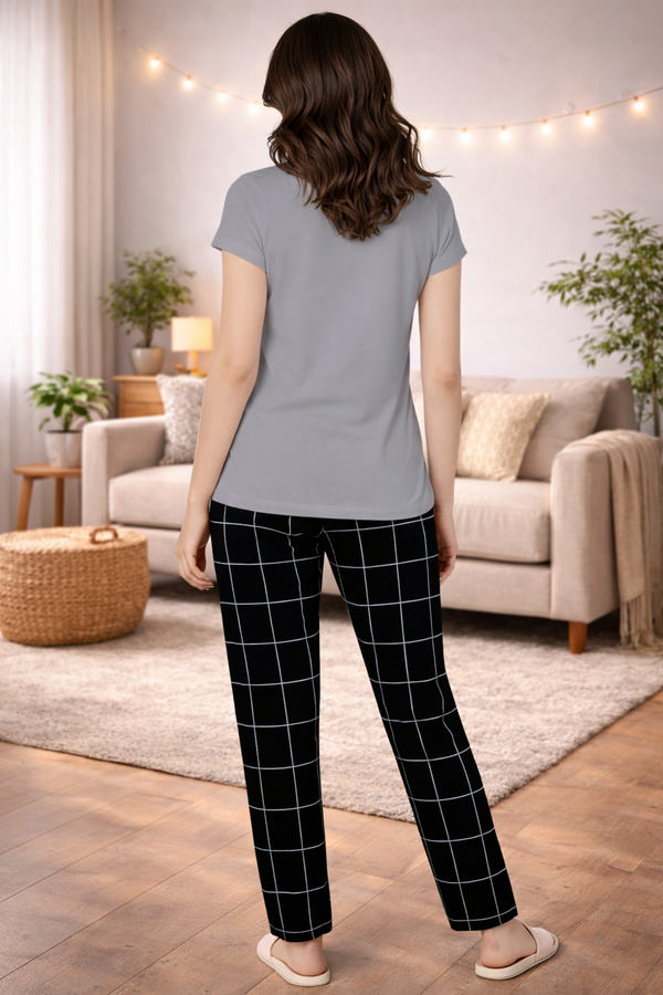 Loungewear Round Neck Printed T-Shirt with Pyjama