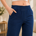 Comfort Lady Denim Long Flair Pant for Women | High Waist Wide Leg Trousers swatch