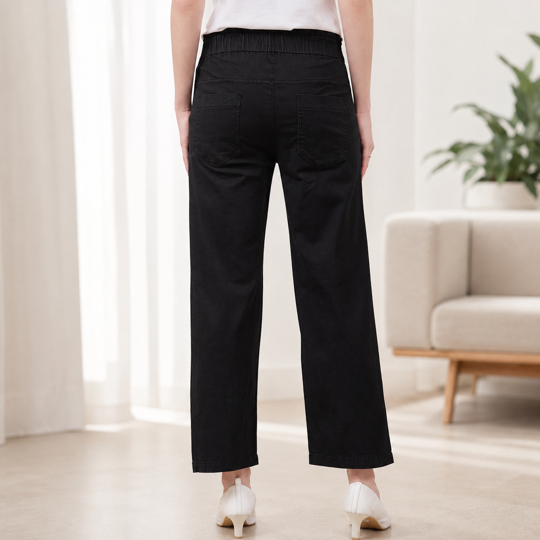 Comfort Lady Denim Long Flair Pant for Women | High Waist Wide Leg Trousers