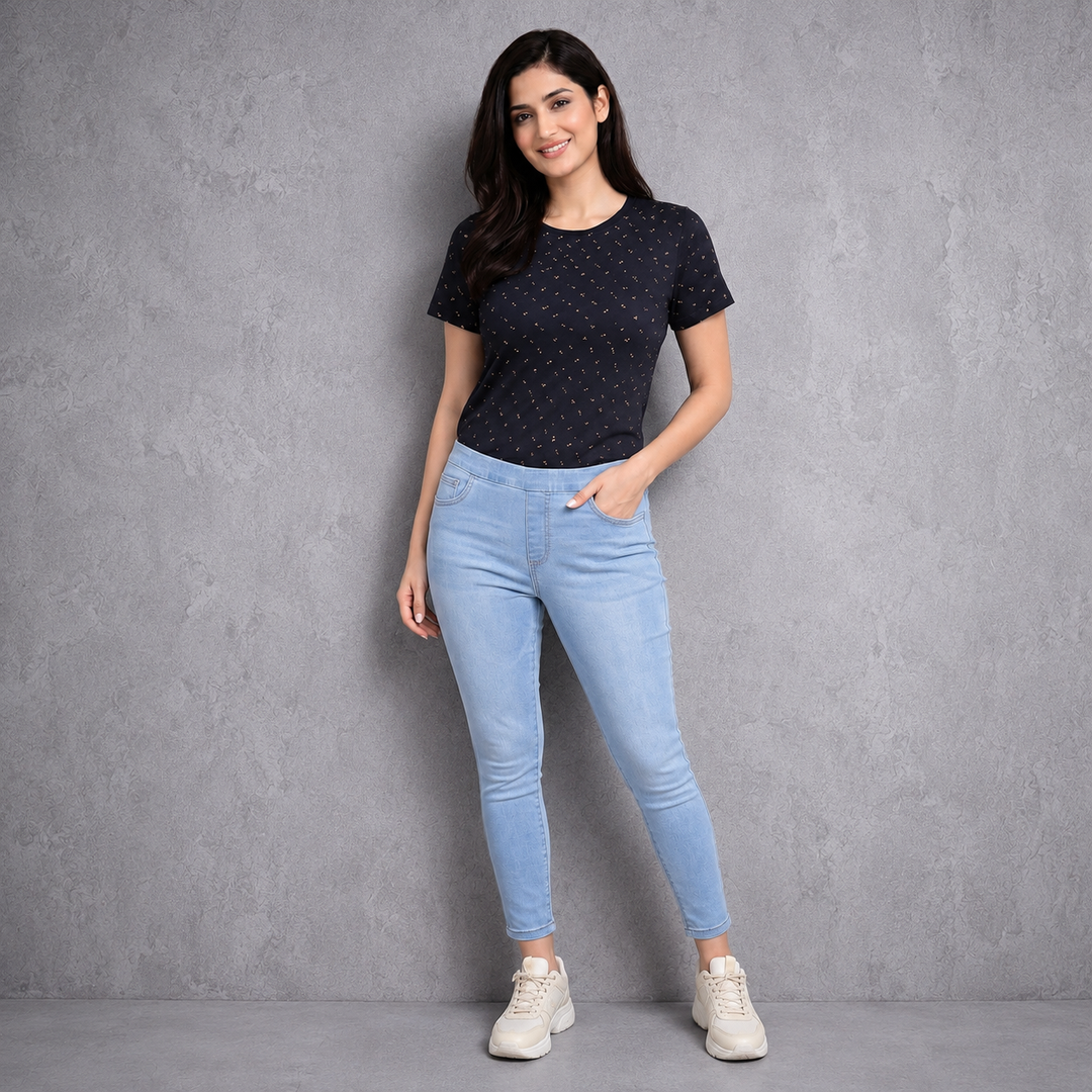All Over Printed Half Sleev T-Shirts + Fashion Jeggings