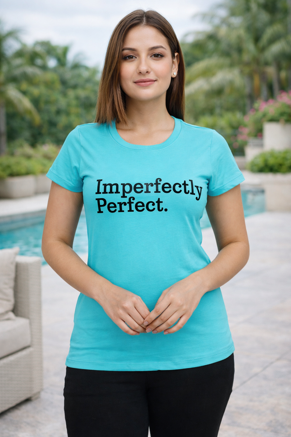 Comfort Lady Chest Print Half Sleeve Cotton Round Neck T-Shirt