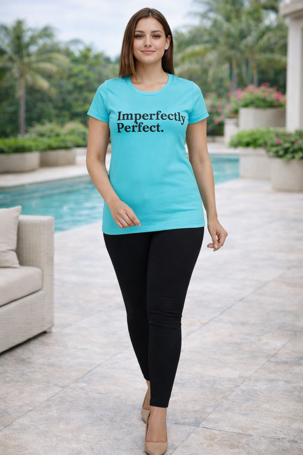 Comfort Lady Chest Print Half Sleeve Cotton Round Neck T-Shirt