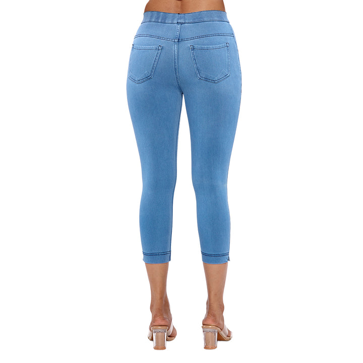 Comfort Lady Women's Cotton Denim Pants | Stretch Slim Fit Capri Jeans with Pockets | Mid Rise Casual Daily Wear