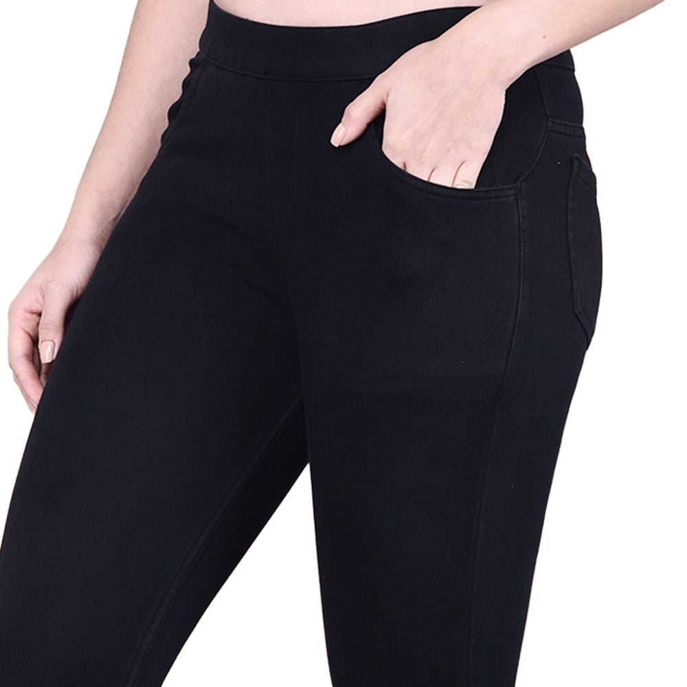 Comfort Lady Women's Cotton Denim Pants | Stretch Slim Fit Capri Jeans with Pockets | Mid Rise Casual Daily Wear
