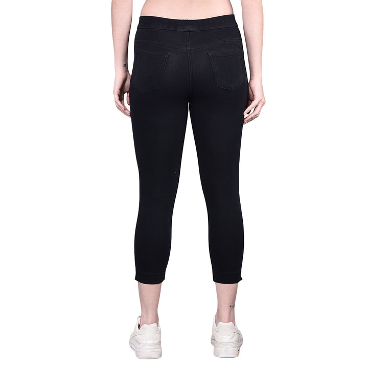 Comfort Lady Women's Cotton Denim Pants | Stretch Slim Fit Capri Jeans with Pockets | Mid Rise Casual Daily Wear