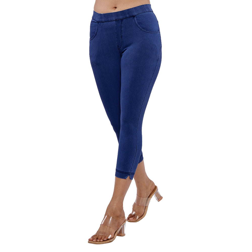 Comfort Lady Women's Cotton Denim Pants | Stretch Slim Fit Capri Jeans with Pockets | Mid Rise Casual Daily Wear
