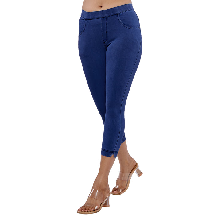 Comfort Lady Women's Cotton Denim Pants | Stretch Slim Fit Capri Jeans with Pockets | Mid Rise Casual Daily Wear