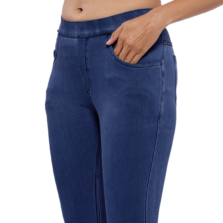 Comfort Lady Women's Cotton Denim Pants | Stretch Slim Fit Capri Jeans with Pockets | Mid Rise Casual Daily Wear