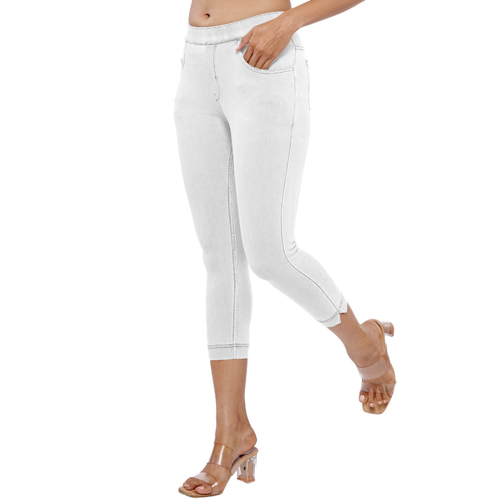 Comfort Lady Women's Cotton Denim Pants | Stretch Slim Fit Capri Jeans with Pockets | Mid Rise Casual Daily Wear