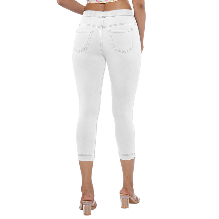 Comfort Lady Women's Cotton Denim Pants | Stretch Slim Fit Capri Jeans with Pockets | Mid Rise Casual Daily Wear