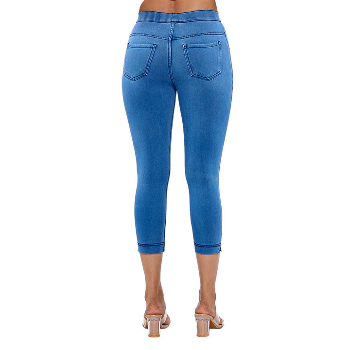 Comfort Lady Women's Cotton Denim Pants | Stretch Slim Fit Capri Jeans with Pockets | Mid Rise Casual Daily Wear