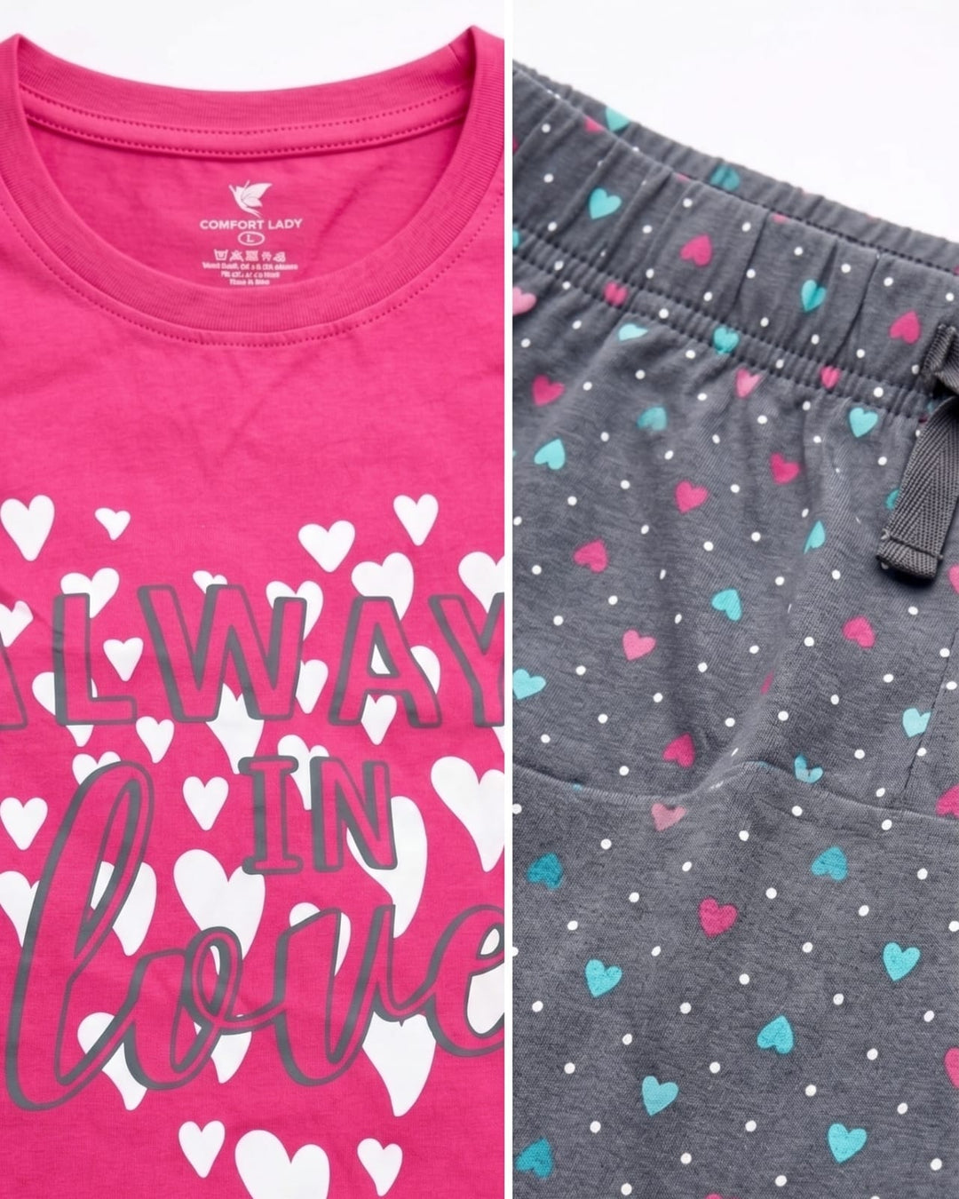 Loungewear Round Neck Printed T-Shirt with Pyjama