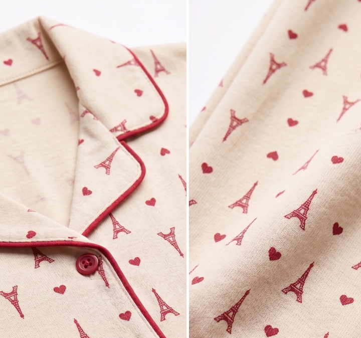 Nightsuit Collared Printed Shirt with Pyjama Pant Co-ord