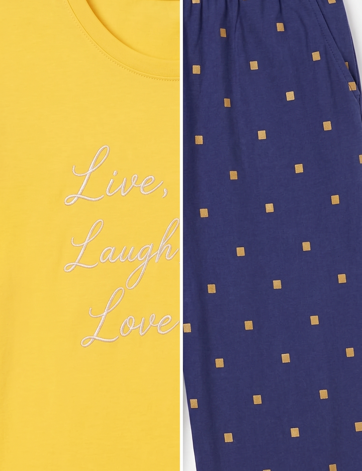 Loungewear Round Neck Printed T-Shirt with Pyjama