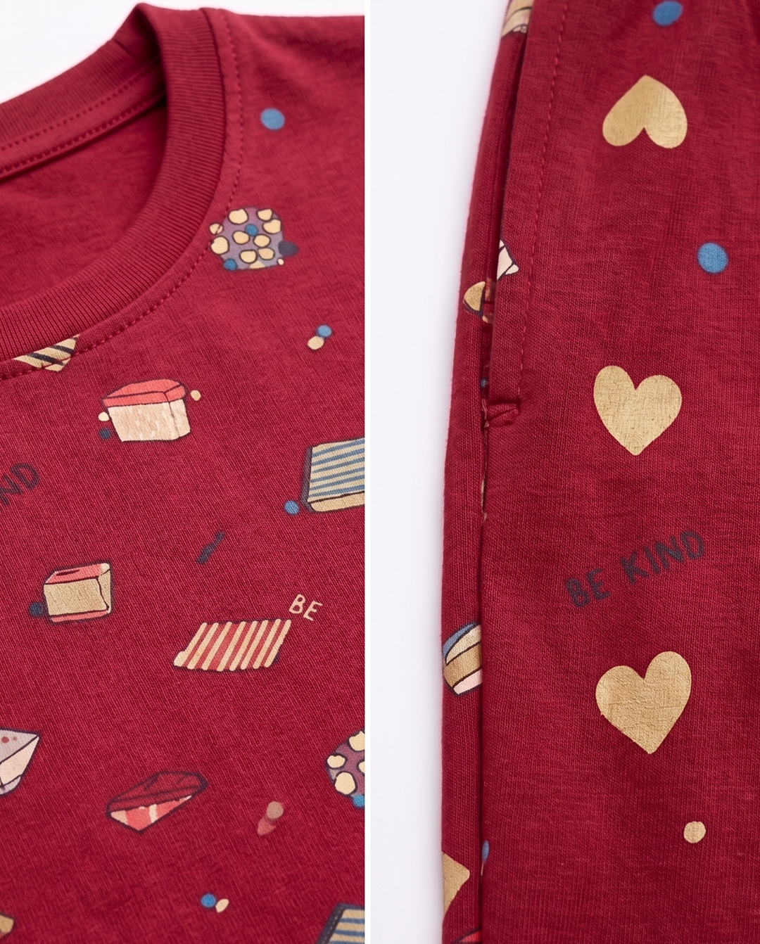 Loungewear Round Neck Printed T-Shirt with Pyjama