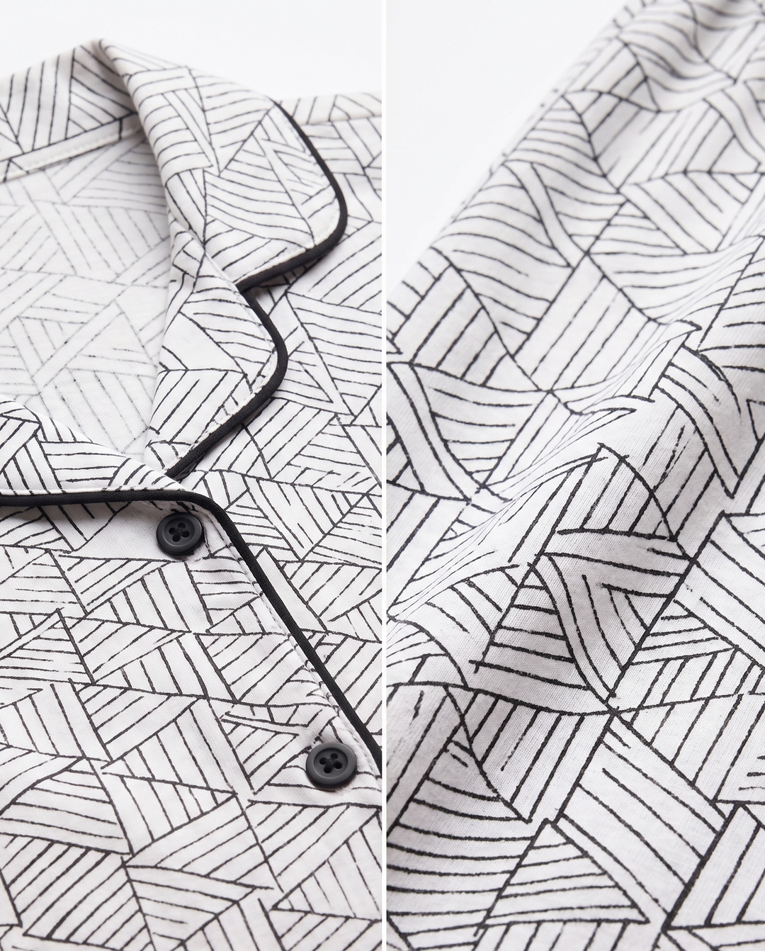 Nightsuit Collared Printed Shirt with Pyjama Pant Co-ord
