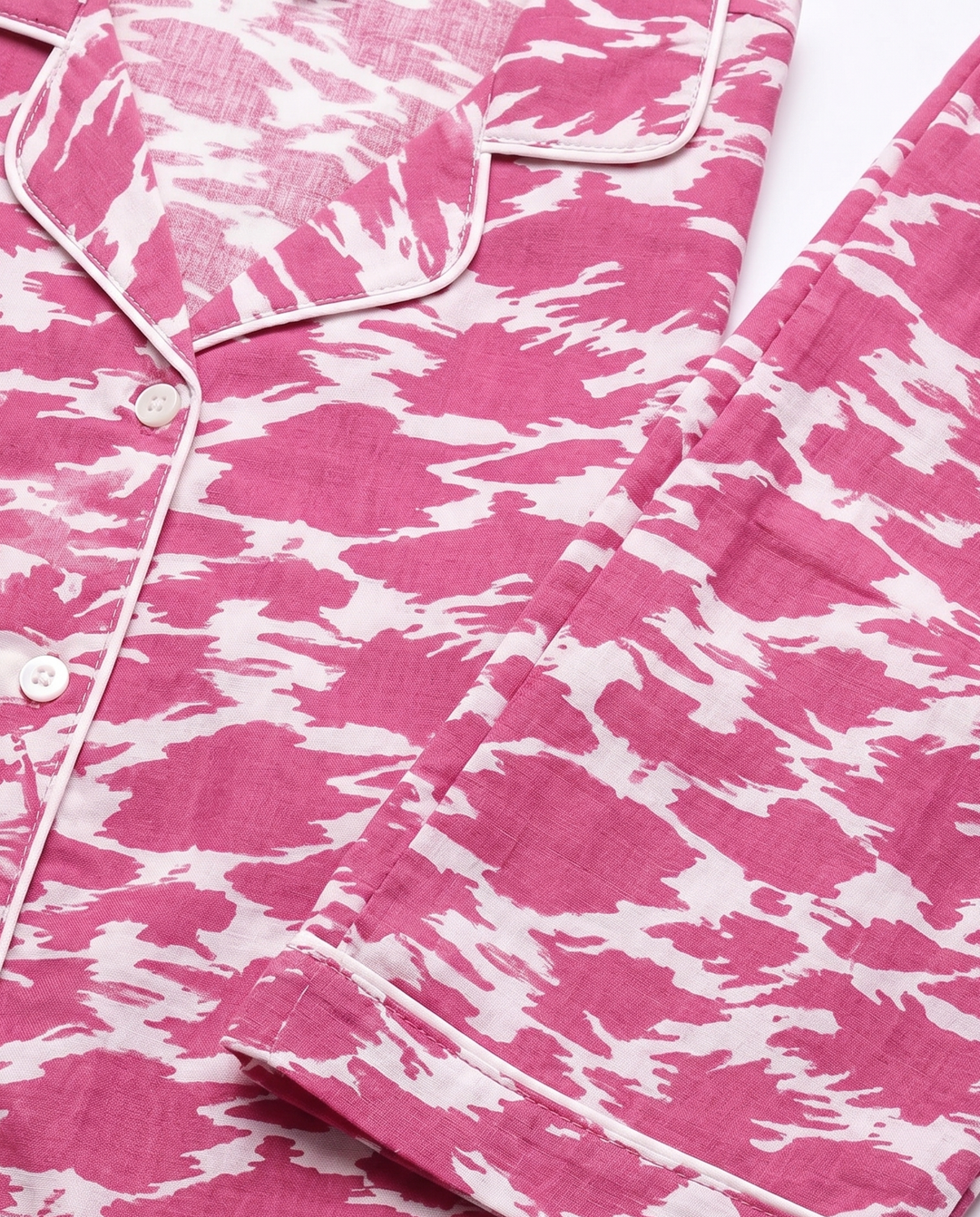 Nightsuit Collared Printed Shirt with Pyjama Pant Co-ord