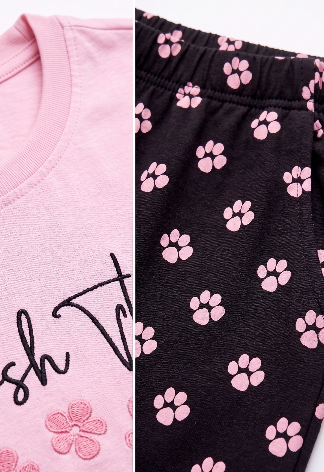 Loungewear Round Neck Printed T-Shirt with Pyjama