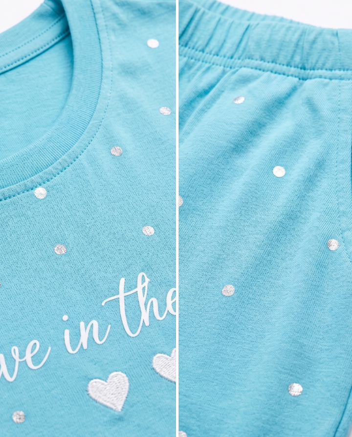 Loungewear Round Neck Printed T-Shirt with Pyjama