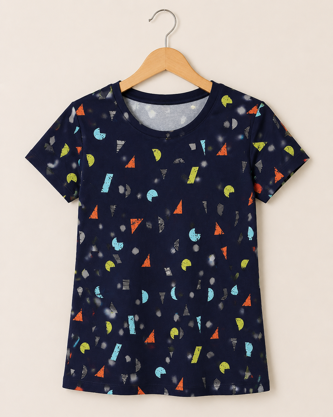 Comfort Lady All Over Printed Half Sleeve Cotton Round Neck T-Shirt