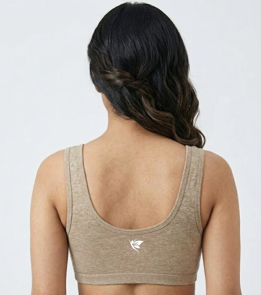 Comfort Lady Women’s Cotton Beginners Bra | Wire-Free, Label-Free, Daily Wear  - SKIN