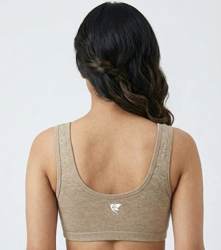 Comfort Lady Women’s Cotton Beginners Bra | Wire-Free, Label-Free, Daily Wear  - SKIN