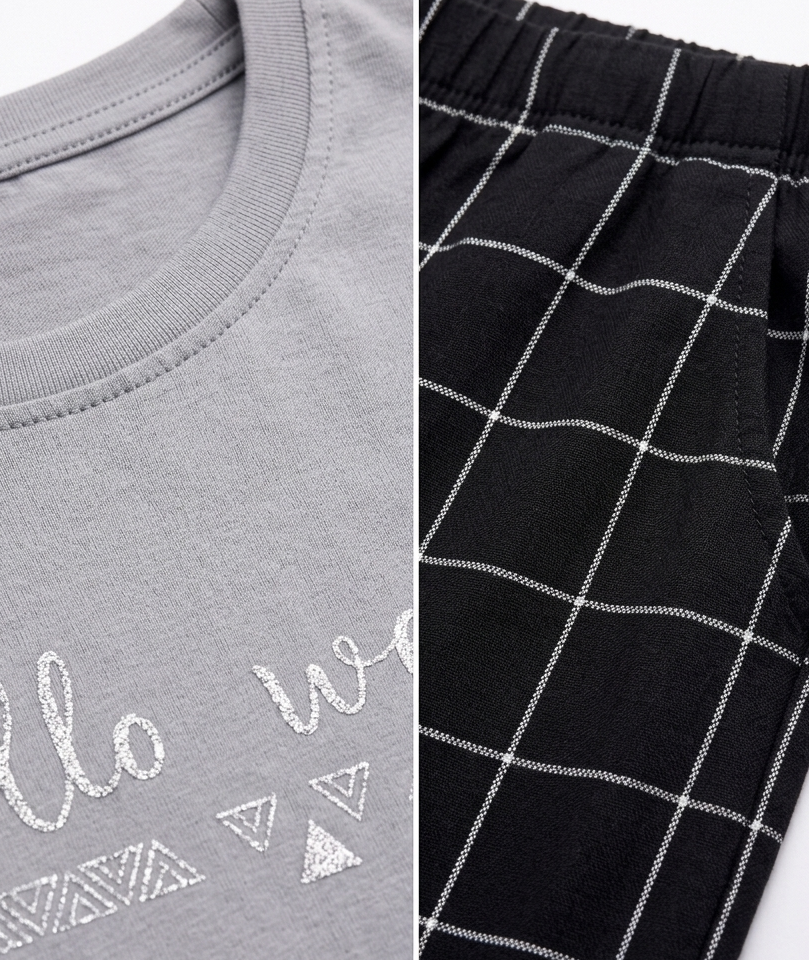 Loungewear Round Neck Printed T-Shirt with Pyjama
