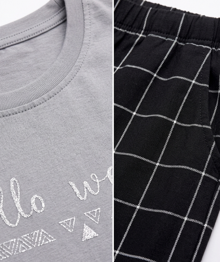 Loungewear Round Neck Printed T-Shirt with Pyjama