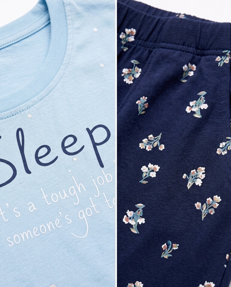 Loungewear Round Neck Printed T-Shirt with Pyjama