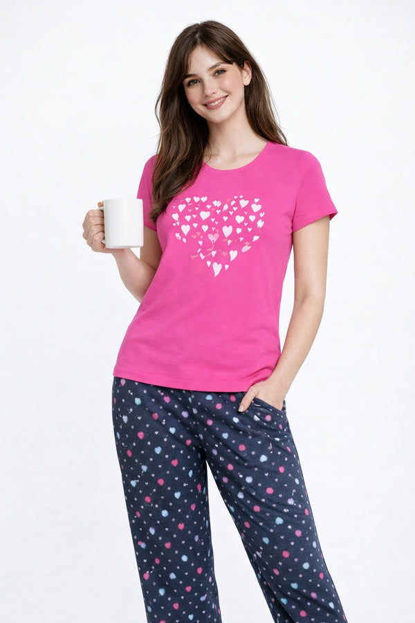 Loungewear Round Neck Printed T-Shirt with Pyjama
