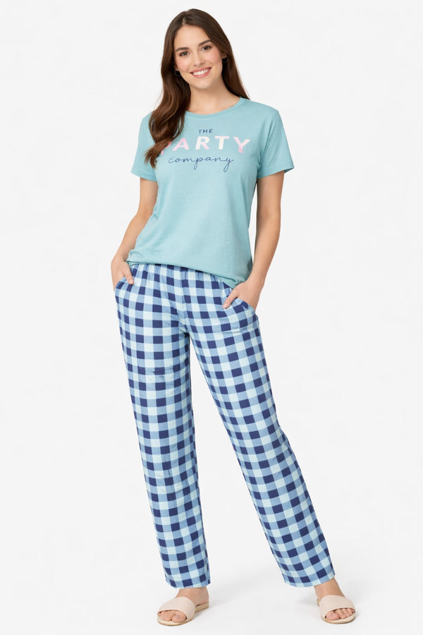 Loungewear Round Neck Printed T-Shirt with Pyjama
