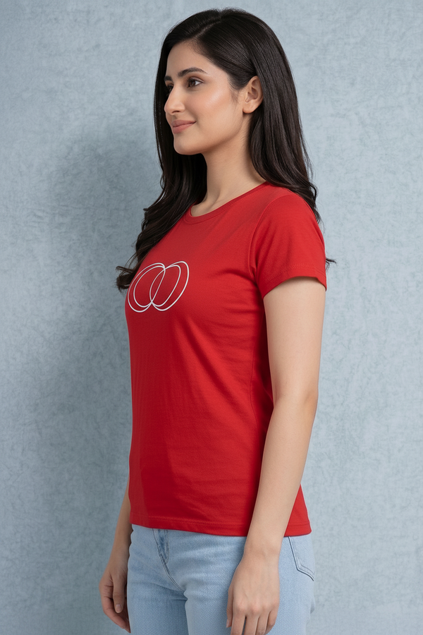 Comfort Lady Chest Print Half Sleeve Cotton Round Neck T-Shirt