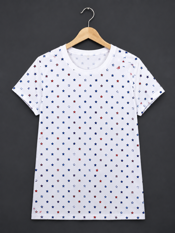 Comfort Lady All Over Printed Half Sleeve Cotton Round Neck T-Shirt