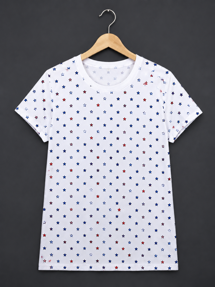 Comfort Lady All Over Printed Half Sleeve Cotton Round Neck T-Shirt