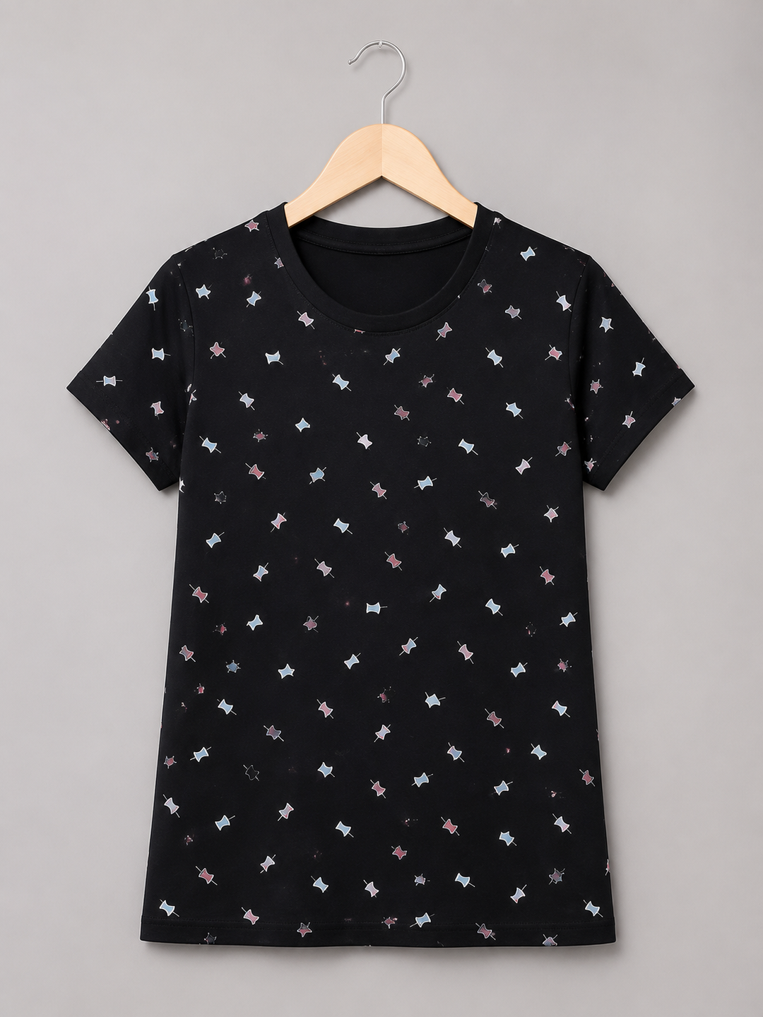 Comfort Lady All Over Printed Half Sleeve Cotton Round Neck T-Shirt