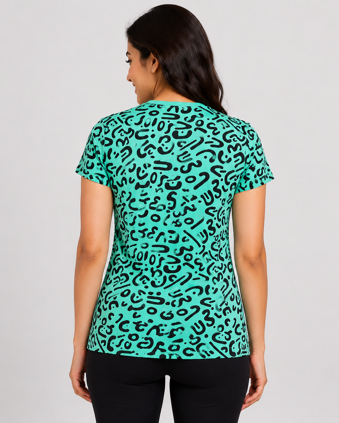Comfort Lady All Over Printed Half Sleeve Cotton Round Neck T-Shirt