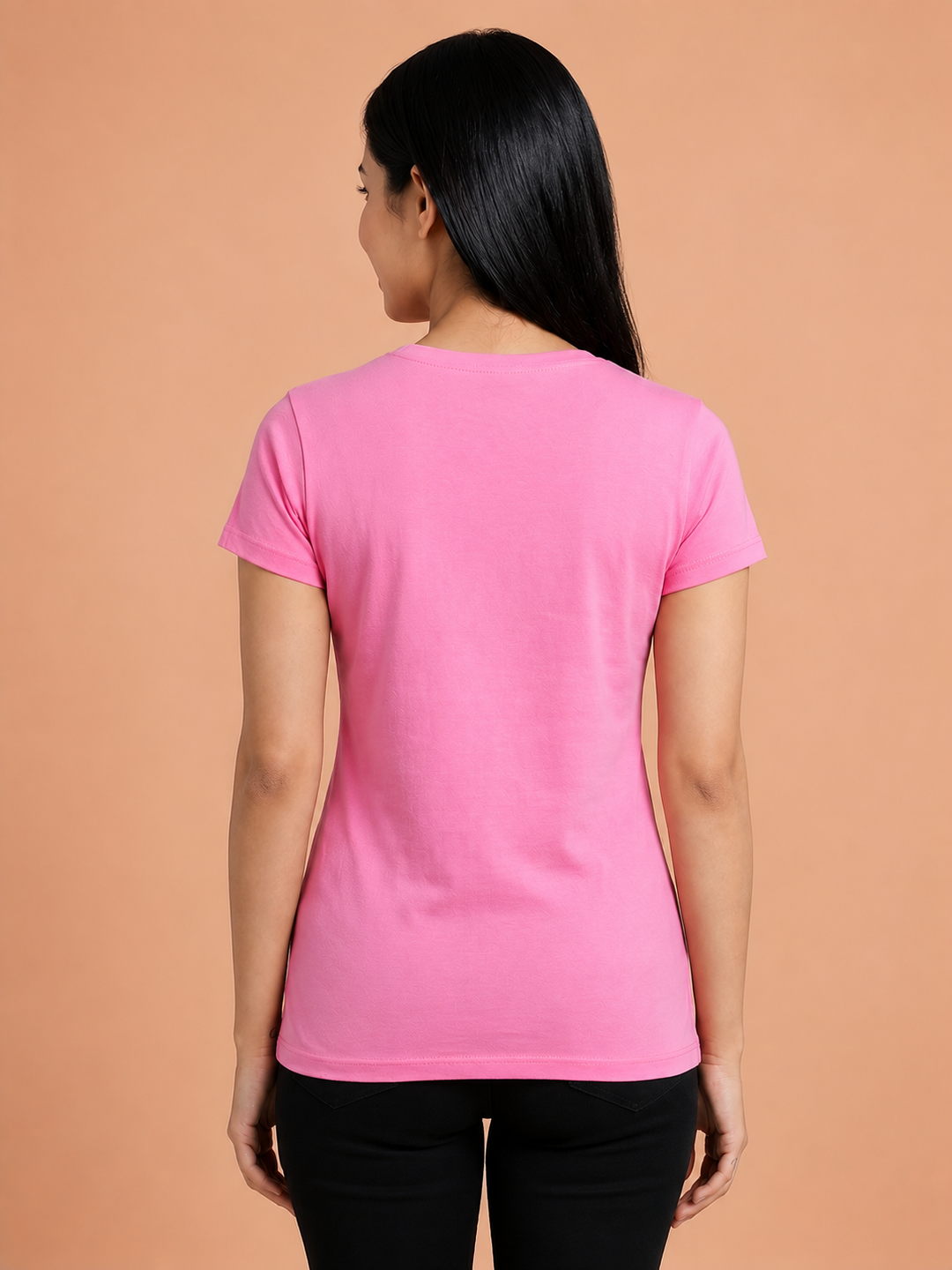 Comfort Lady Chest Print Half Sleeve Cotton Round Neck T-Shirt