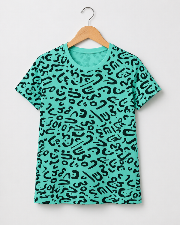 Comfort Lady All Over Printed Half Sleeve Cotton Round Neck T-Shirt