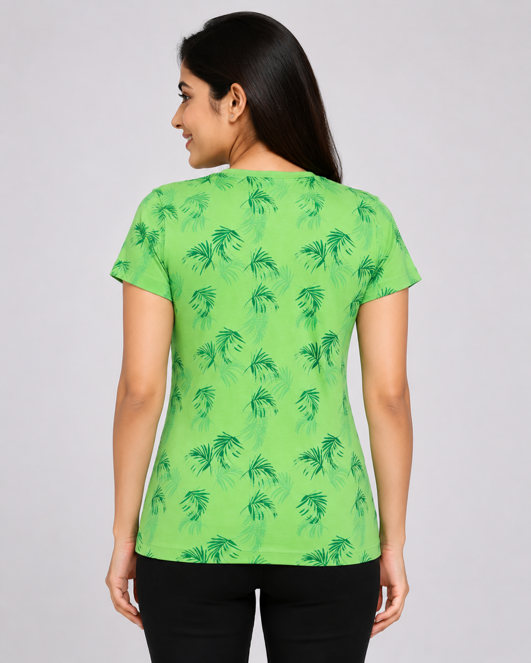 Comfort Lady All Over Printed Half Sleeve Cotton Round Neck T-Shirt