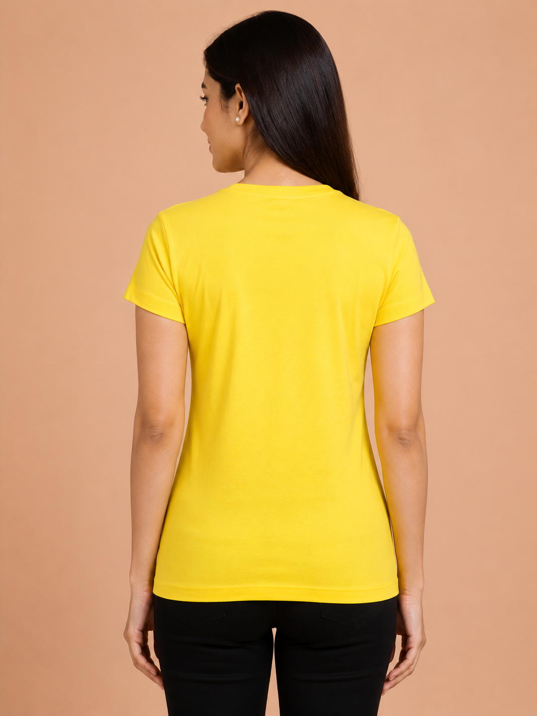 Comfort Lady Chest Print Half Sleeve Cotton Round Neck T-Shirt