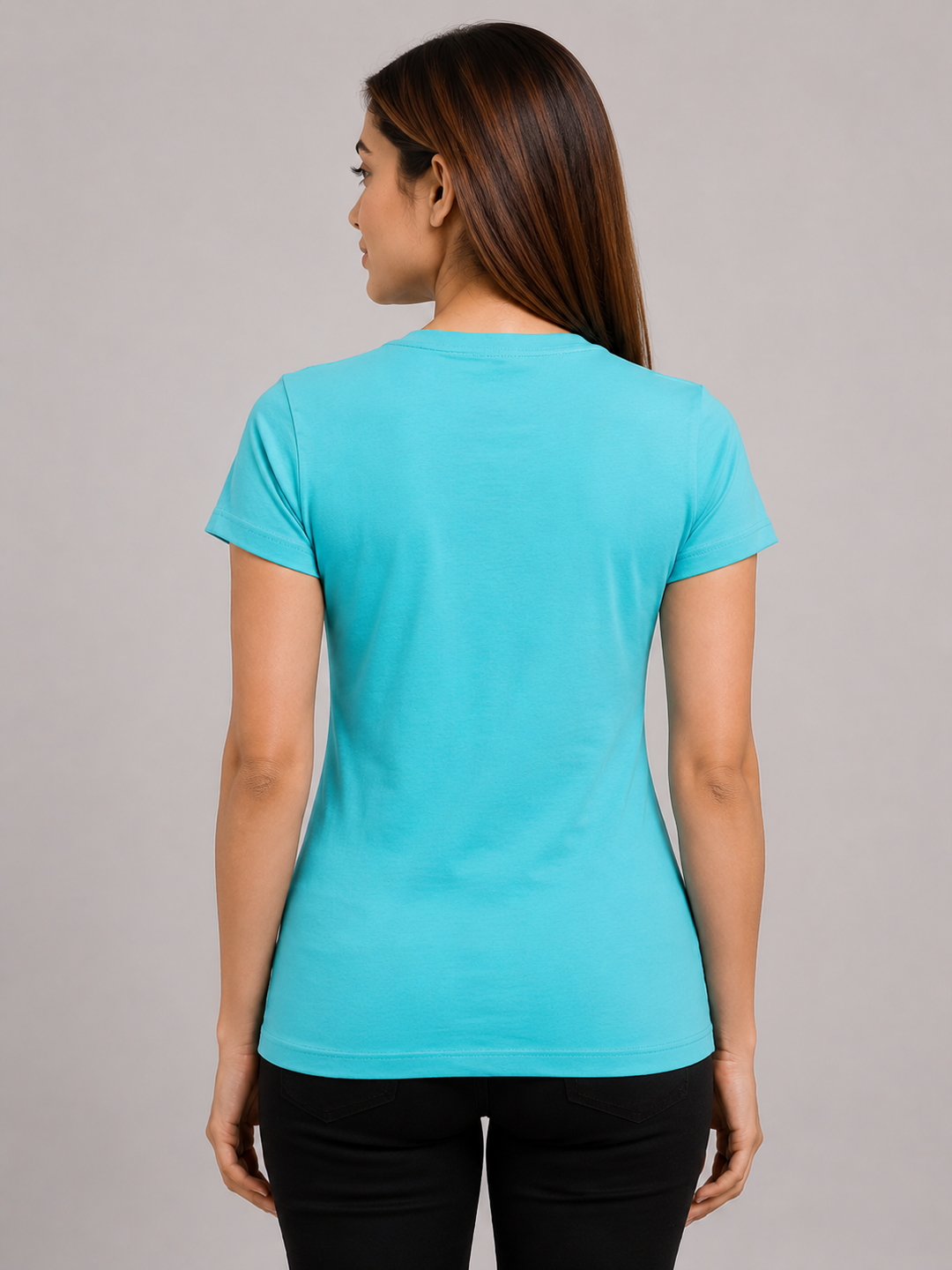 Comfort Lady Chest Print Half Sleeve Cotton Round Neck T-Shirt