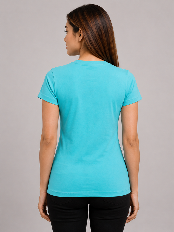 Comfort Lady Chest Print Half Sleeve Cotton Round Neck T-Shirt