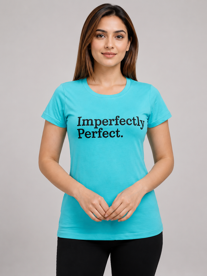 Comfort Lady Chest Print Half Sleeve Cotton Round Neck T-Shirt