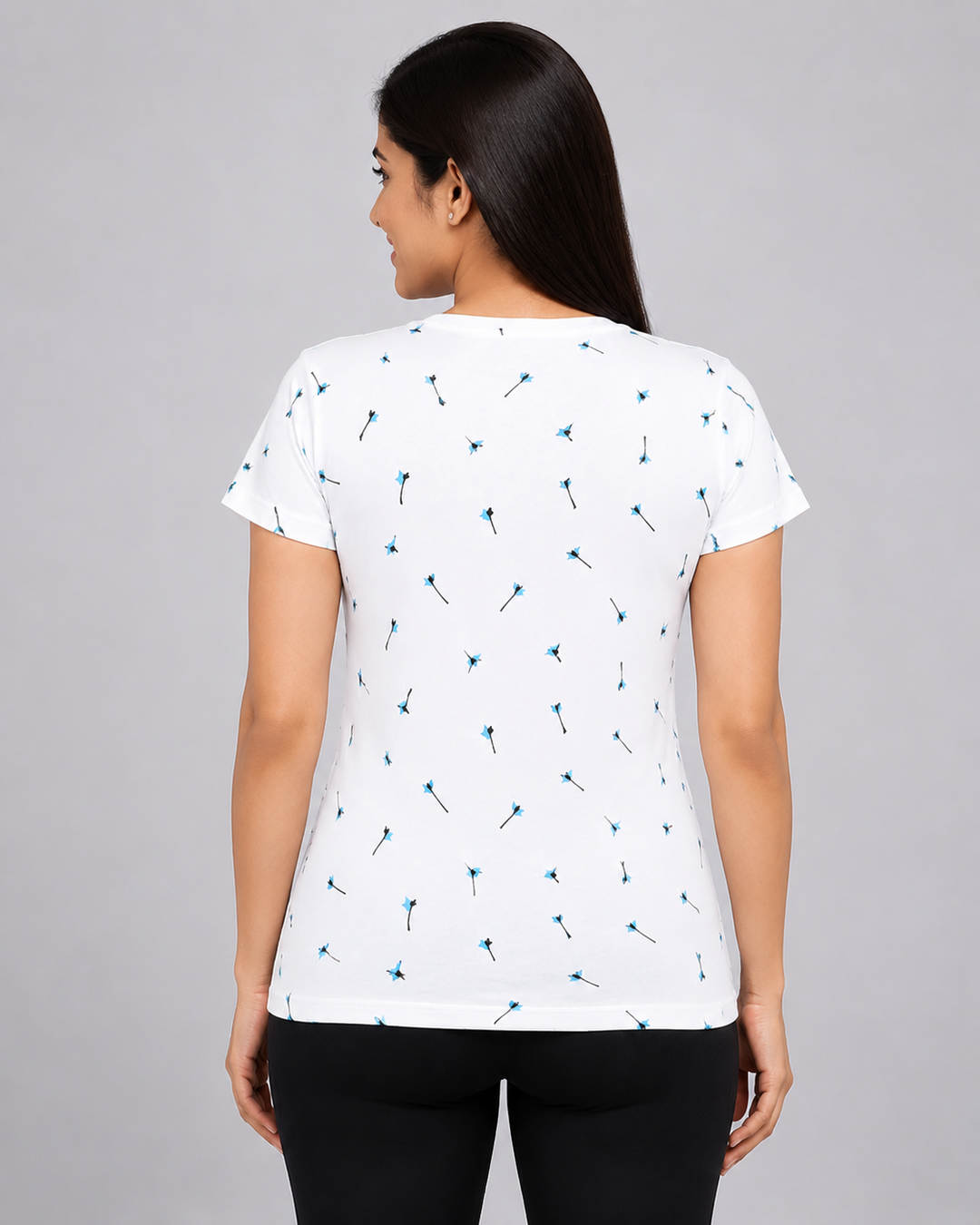 Comfort Lady All Over Printed Half Sleeve Cotton Round Neck T-Shirt