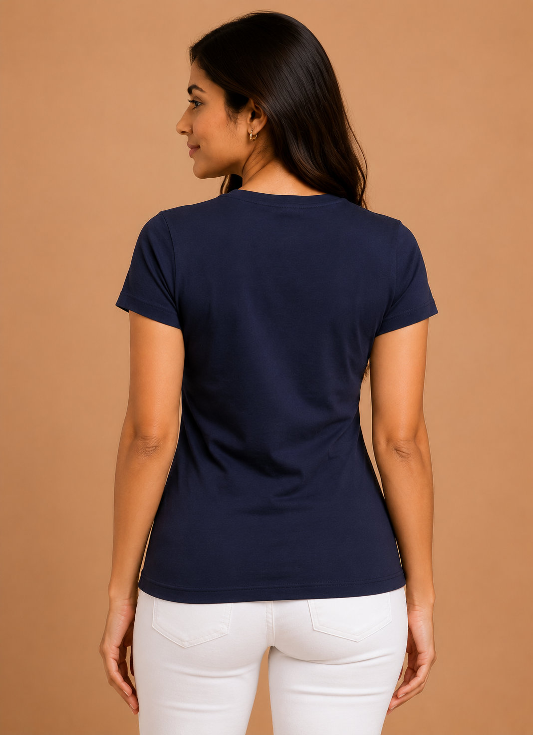 Comfort Lady Chest Print Half Sleeve Cotton Round Neck T-Shirt