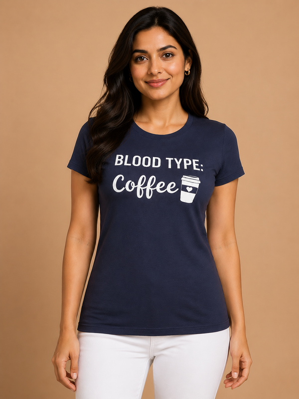 Comfort Lady Chest Print Half Sleeve Cotton Round Neck T-Shirt
