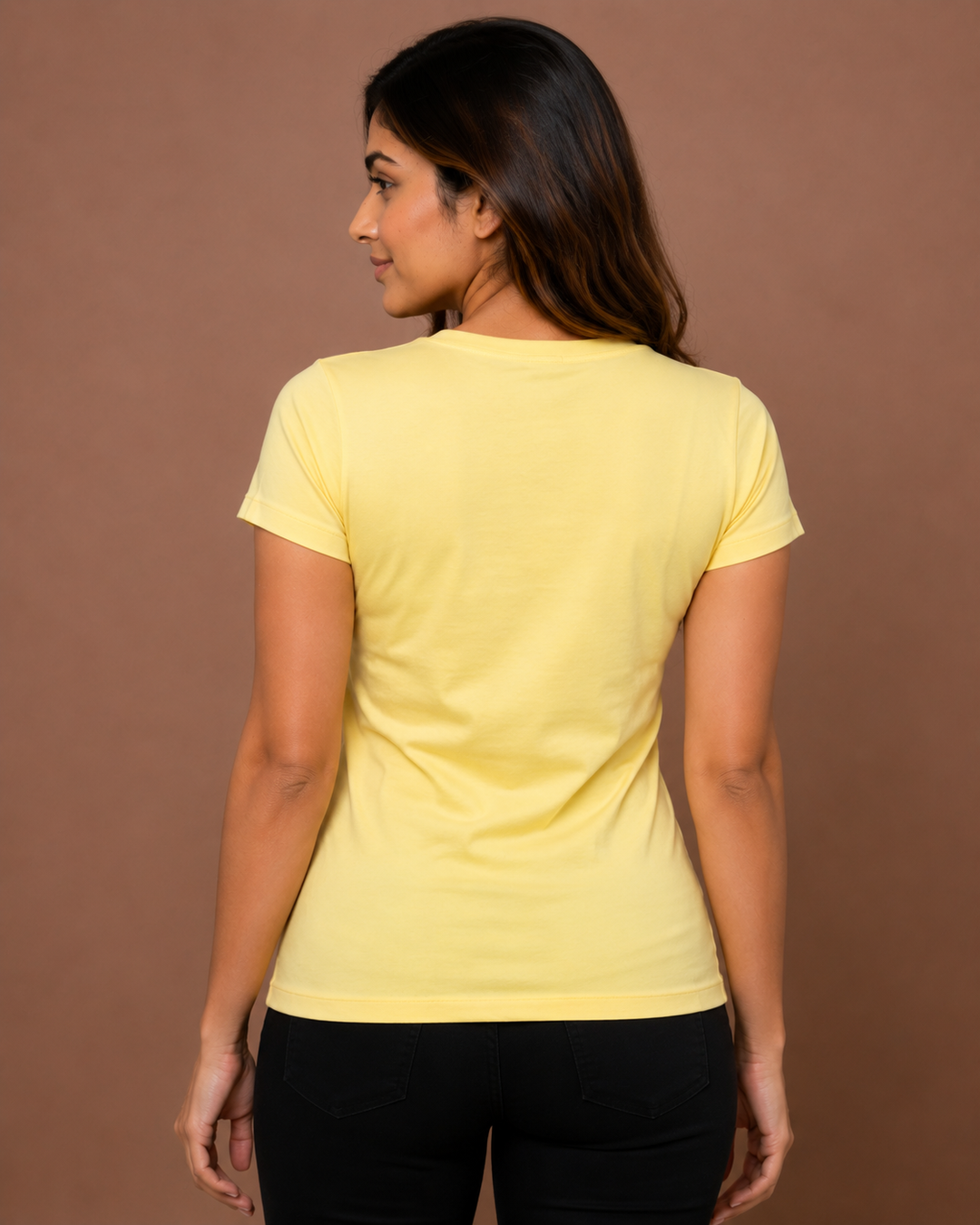 Comfort Lady Chest Print Half Sleeve Cotton Round Neck T-Shirt