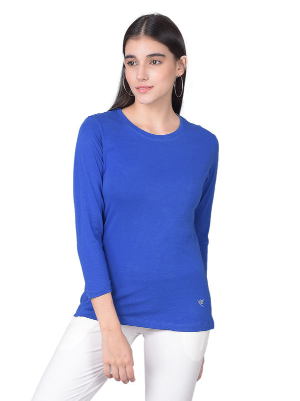 Comfort Lady Regular Fit Round Neck Plain Full Sleeve T-Shirt